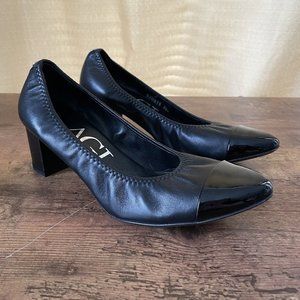 AGL Attilio Giusti Leombruni Womens Cap Toe Pump 39.5 US 9.5 Black Leather Heels